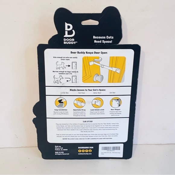 Door Buddy Door Strap & Door Stop Keeps Out Dogs Babies Toddlers From Litter Box - Picture 3 of 9